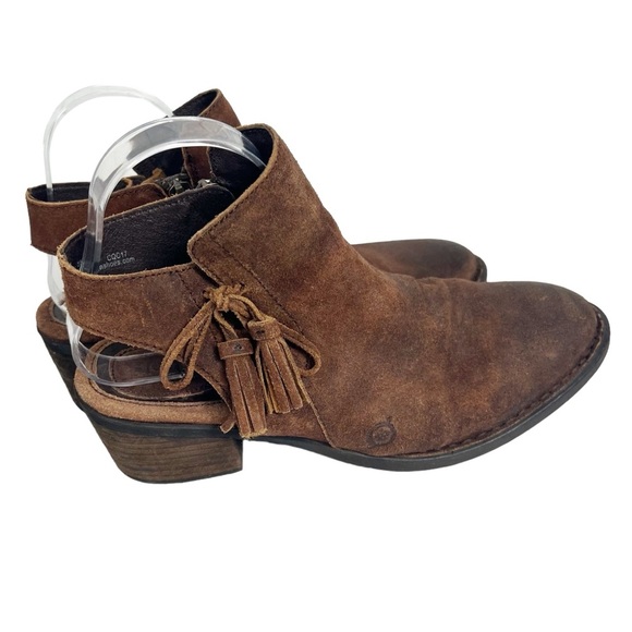 BORN Monikah Block Heel Distressed Suede Back Strap Bootie in Tobacco Size 8 - Picture 4 of 13